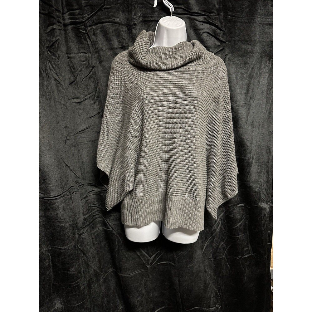 Crystal Kobe Gray Cowl Neck Sweater Batwing Sleeves Size M